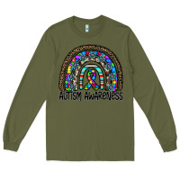 Army Green autism awareness Long Sleeve Tee - CowhideDigitalArt