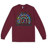 Burgundy autism awareness Long Sleeve Tee - CowhideDigitalArt