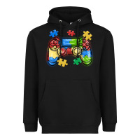 Black autism awareness video game controller Heavyweight Hoodie - MaliasSmallBusiness