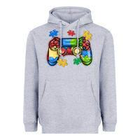 Heather Grey autism awareness video game controller Heavyweight Hoodie - MaliasSmallBusiness