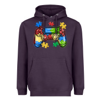 Plum autism awareness video game controller Heavyweight Hoodie - MaliasSmallBusiness