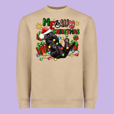 Meowy Christmas Heavyweight Sweatshirt Designed By Zillion Design Studio