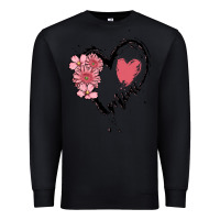 Black mimi flower heart Premium Sweatshirt - MaliasSmallBusiness
