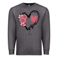 Charcoal Heather mimi flower heart Premium Sweatshirt - MaliasSmallBusiness