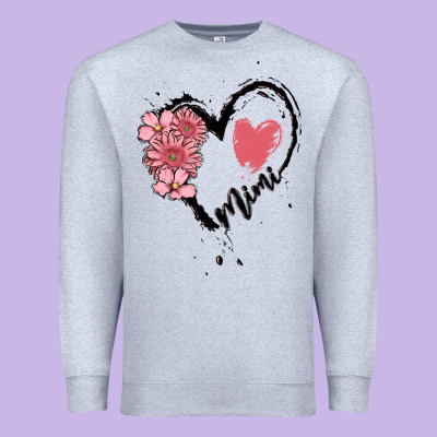 Mimi Flower Heart Premium Sweatshirt Designed By Maliassmallbusiness