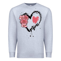 Heather Grey mimi flower heart Premium Sweatshirt - MaliasSmallBusiness