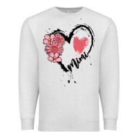 Oatmeal Heather mimi flower heart Premium Sweatshirt - MaliasSmallBusiness