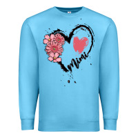Ocean Blue mimi flower heart Premium Sweatshirt - MaliasSmallBusiness
