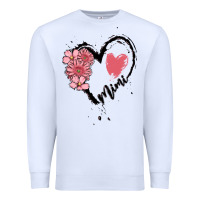 White mimi flower heart Premium Sweatshirt - MaliasSmallBusiness