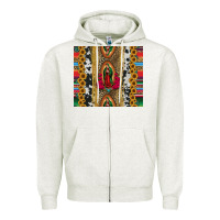 Oatmeal Heather lady of Guadalupe Zipper Hoodie - Jasminsmagicworld