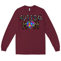 Burgundy autism mom Long Sleeve Tee - CowhideDigitalArt