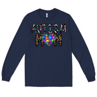 Navy autism mom Long Sleeve Tee - CowhideDigitalArt