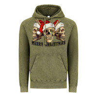 Vintage Olive Merry Christmas Skulls Vintage Hoodie - RanaPortraitStore