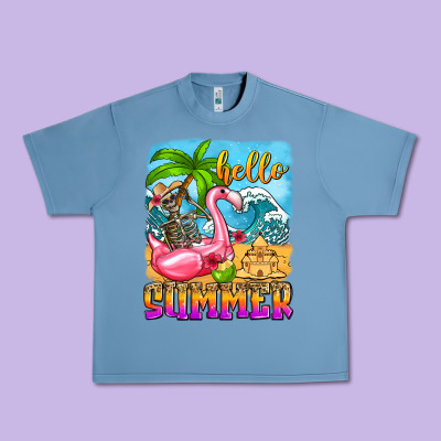 Hello Summer Skeleton Urban Heavy Tee Designed By Zillion Design Studio