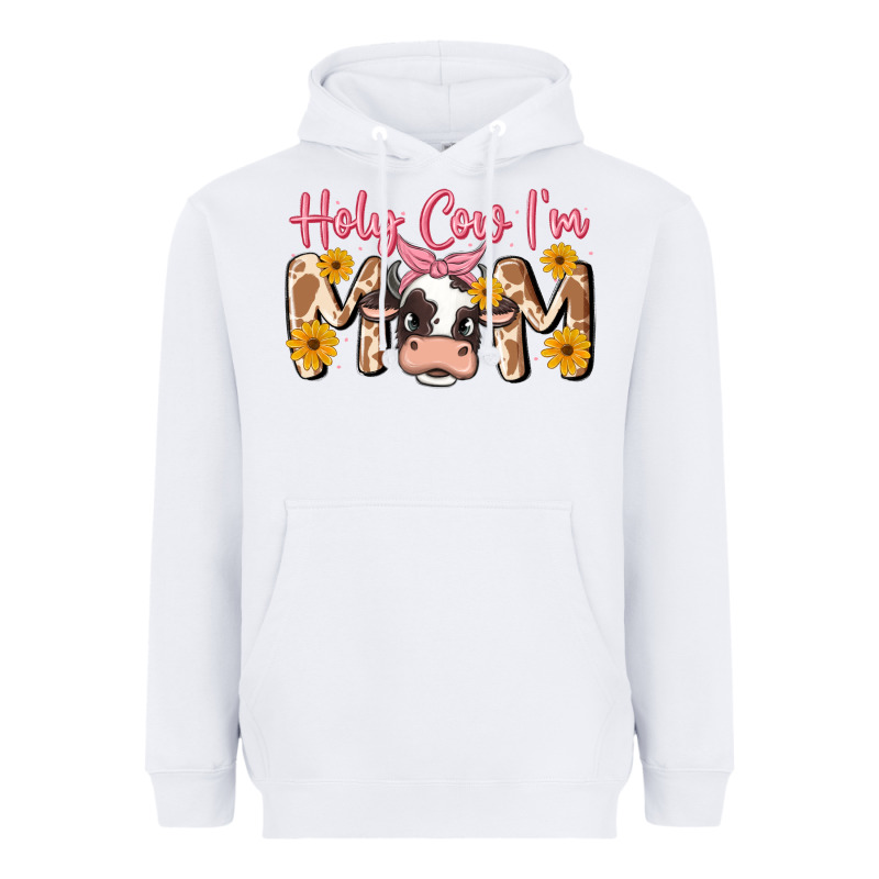 Holy Cow I'm Mom Heavyweight Hoodie by MaliasSmallBusiness | Teevron