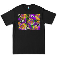 Black mardi gras sunflower cowhide leopard and glitter background Premium Tee - Artiststas