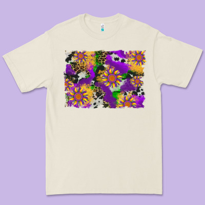 Mardi Gras Sunflower Cowhide Leopard And Glitter Background Premium Tee Designed By Artiststas