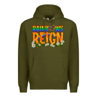 Army Green LGBTQ+ Rainbows Reign Premium Hoodie - BundleAndBundleShop
