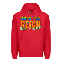 Red LGBTQ+ Rainbows Reign Premium Hoodie - BundleAndBundleShop