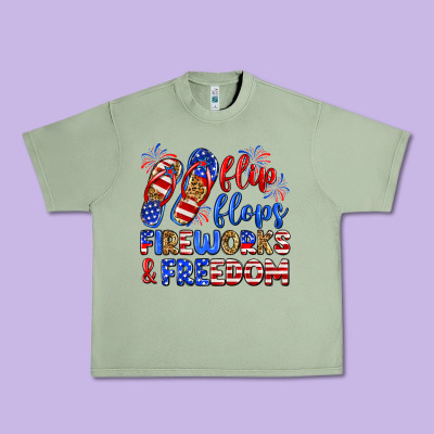Flip Flops Fireworks And Freedom Urban Heavy Tee Designed By Zillion Design Studio