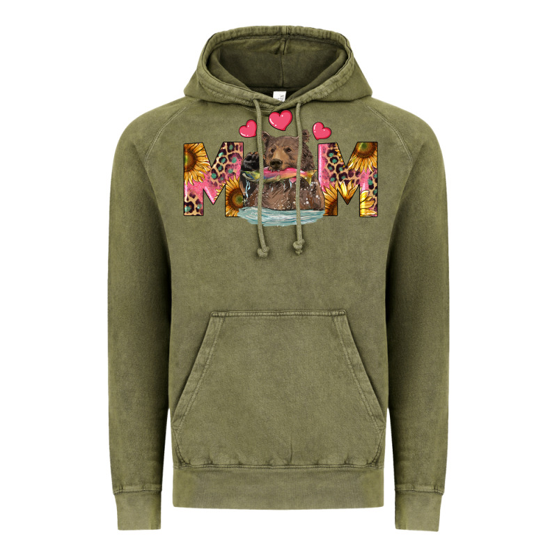 Mom Bear With Sunflowers Vintage Hoodie by RanaPortraitStore | Teevron
