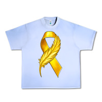 Grape Ice Childhood Cancer Ribbon with Feather Urban Heavy Tee - texasbilliewilder