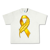 Pistachio Childhood Cancer Ribbon with Feather Urban Heavy Tee - texasbilliewilder