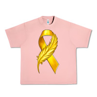 Salmon Childhood Cancer Ribbon with Feather Urban Heavy Tee - texasbilliewilder