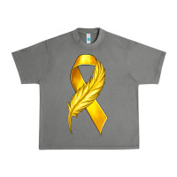 Tornado Childhood Cancer Ribbon with Feather Urban Heavy Tee - texasbilliewilder