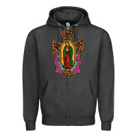 Charcoal Heather our lady of guadalupe cross Zipper Hoodie - JahusDesignShop