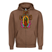 Chestnut our lady of guadalupe cross Zipper Hoodie - JahusDesignShop