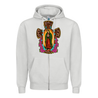 Dove Grey our lady of guadalupe cross Zipper Hoodie - JahusDesignShop