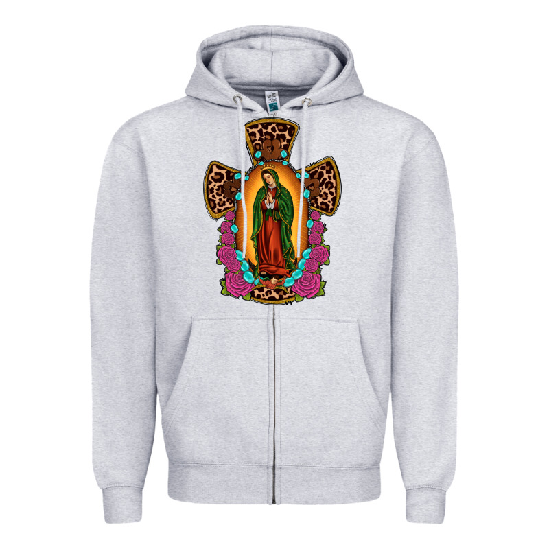 Our Lady Of Guadalupe Cross Zipper Hoodie by JahusDesignShop | Teevron