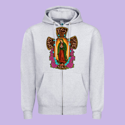 Our Lady Of Guadalupe Cross Zipper Hoodie Designed By Jahusdesignshop