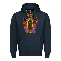 Navy our lady of guadalupe cross Zipper Hoodie - JahusDesignShop
