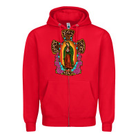 Red our lady of guadalupe cross Zipper Hoodie - JahusDesignShop