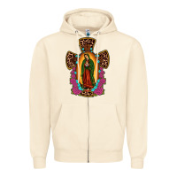 Sandshell our lady of guadalupe cross Zipper Hoodie - JahusDesignShop