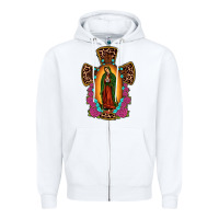 White our lady of guadalupe cross Zipper Hoodie - JahusDesignShop