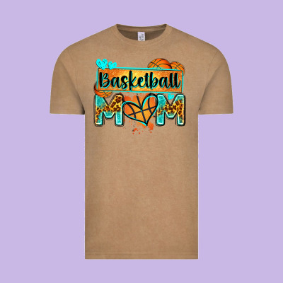 Basketball Mom With Leopard Vintage Tee Designed By Zillion Design Studio