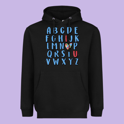 Alphabet Autism Awareness Heavyweight Hoodie Designed By Maliassmallbusiness