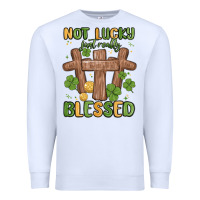 White not lucky just really blessed malia Premium Sweatshirt - MaliasSmallBusiness