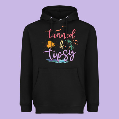 Tanned And Tipsy Heavyweight Hoodie Designed By Maliassmallbusiness
