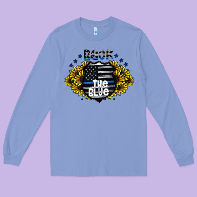 Back The Blue Long Sleeve Tee Designed By Cowhidedigitalart