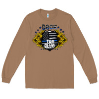 Toasted Coconut back the blue Long Sleeve Tee - CowhideDigitalArt