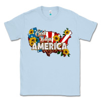 Dusty Blue god bless america Classic Tee - HRA Design Shop