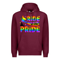 Burgundy Western LGBTQ+ Ride With Pride Premium Hoodie - BundleAndBundleShop