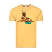 Vintage Mustard german shepherd with food bowl Vintage Tee - texasbilliewilder