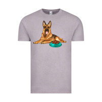 Vintage Zinc german shepherd with food bowl Vintage Tee - texasbilliewilder