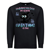 Black i survived 100 days of school cat Premium Sweatshirt - MaliasSmallBusiness