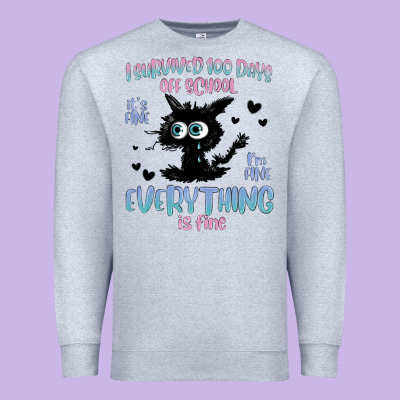 I Survived 100 Days Of School Cat Premium Sweatshirt Designed By Maliassmallbusiness